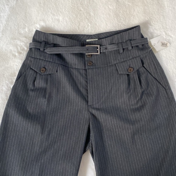 NWT. Hinge Trouser. Wide Leg Hi Rise. Size 4. Gray Stripe Button/Zip w/Belt - Picture 10 of 15